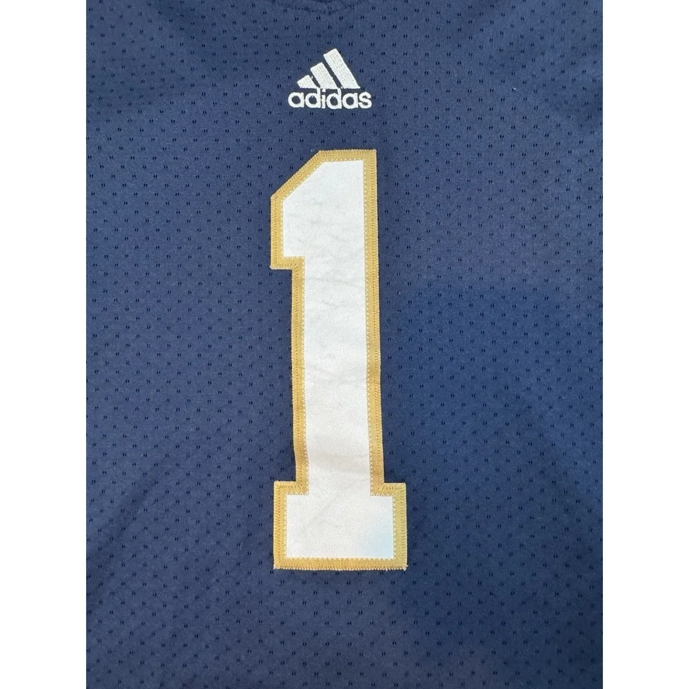 adidas Navy Blue Football Jersey with White and Gold Accents